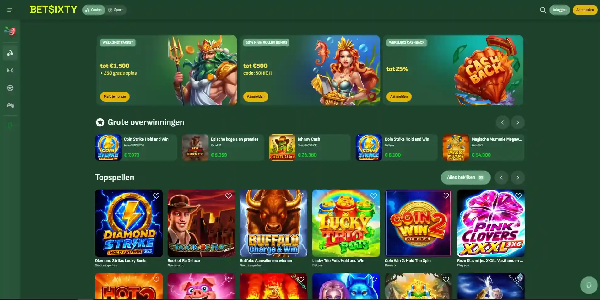 BetSixty Casino interface